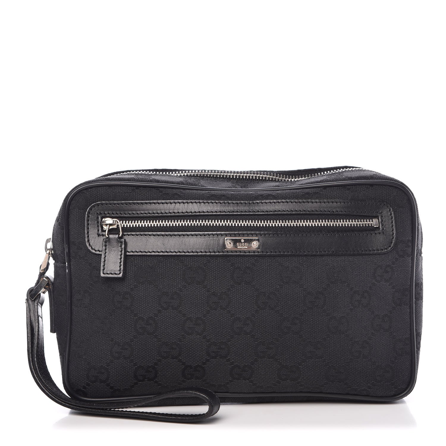 Gucci Monogram Wristlet Clutch Black 1 of 12