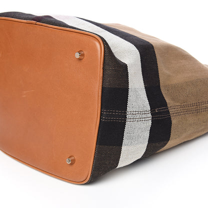 Burberry Canvas Mega Check Medium Ashby Hobo Saddle Brown 10 of 11