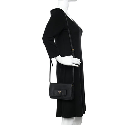 Prada Saffiano Lux Bow Crossbody Bag Black 2 of 16