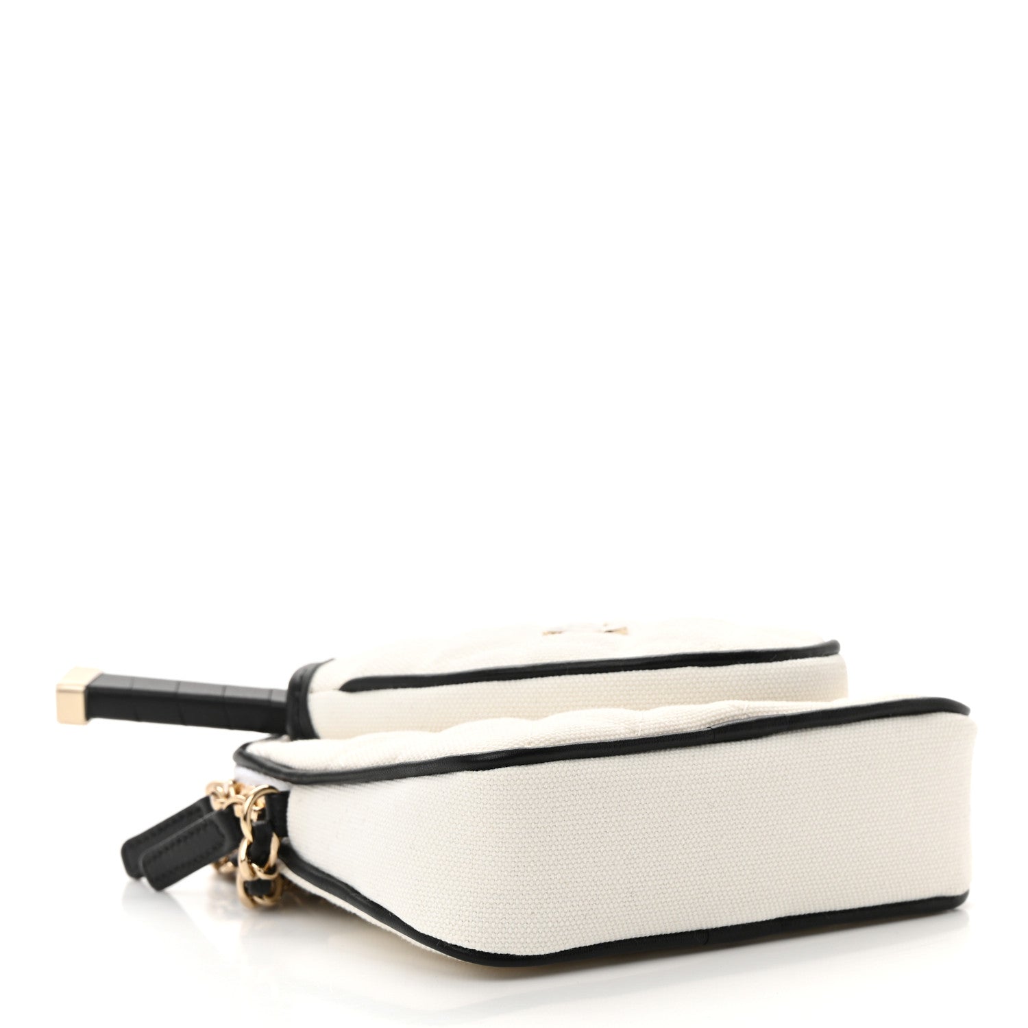 Chanel Canvas Calfskin Tennis Racket Mini Bag White Black 5 of 12