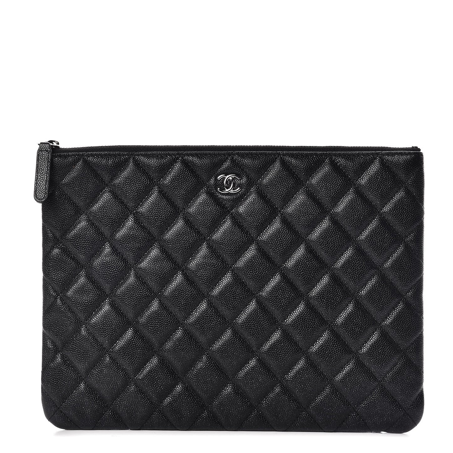 Metallic Caviar Quilted Medium Cosmetic Case Black