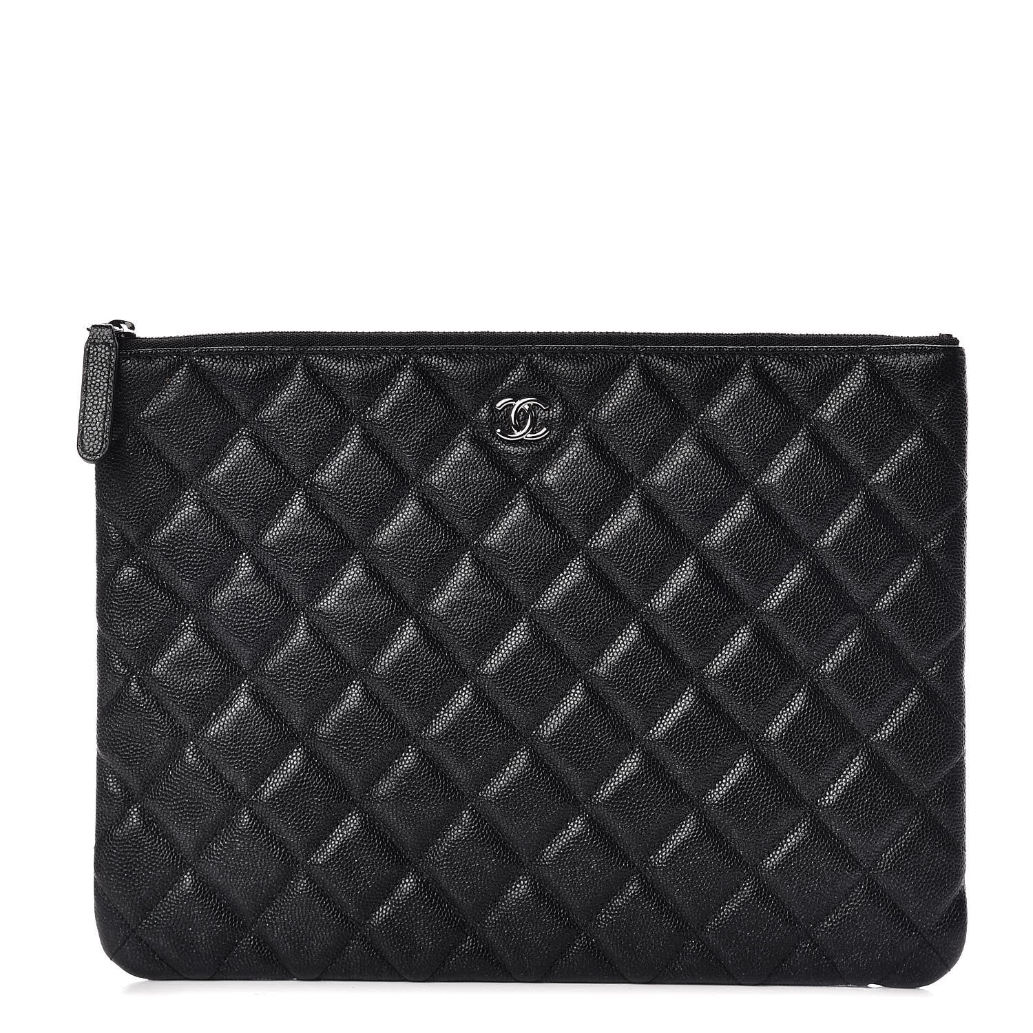 Chanel Metallic Caviar Quilted Medium Cosmetic Case Black 1 of 10