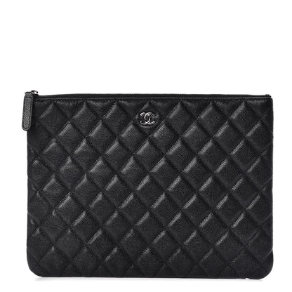 Chanel Metallic Caviar Quilted Medium Cosmetic Case Black 1 of 10