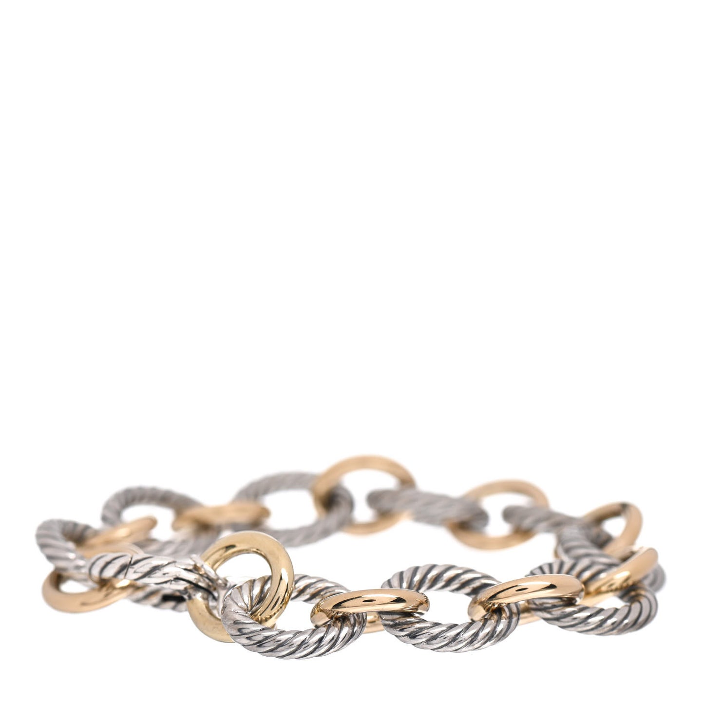 Sterling Silver 18K Yellow Gold 12mm Large Oval Link Bracelet