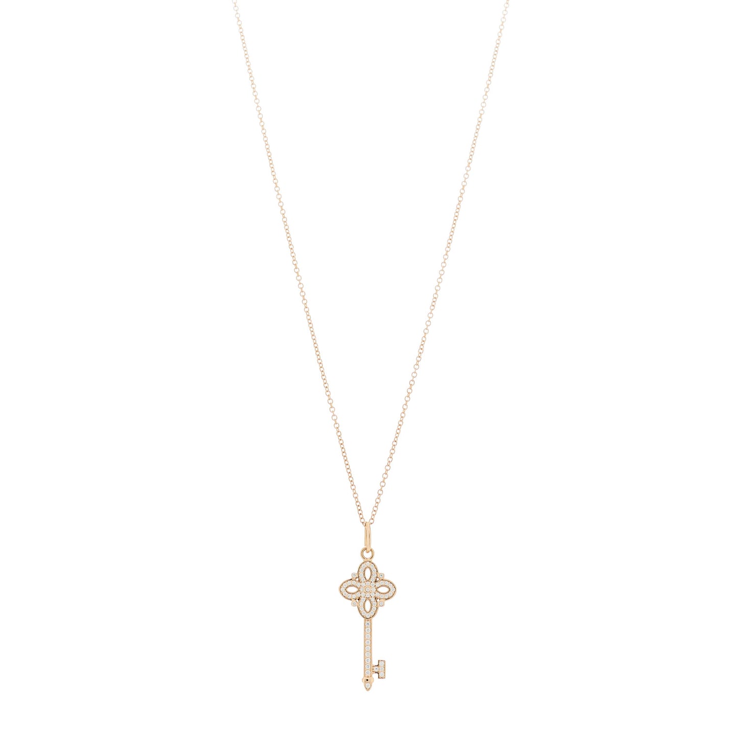 18K Rose Gold Diamond Mini Victoria Key Pendant Necklace