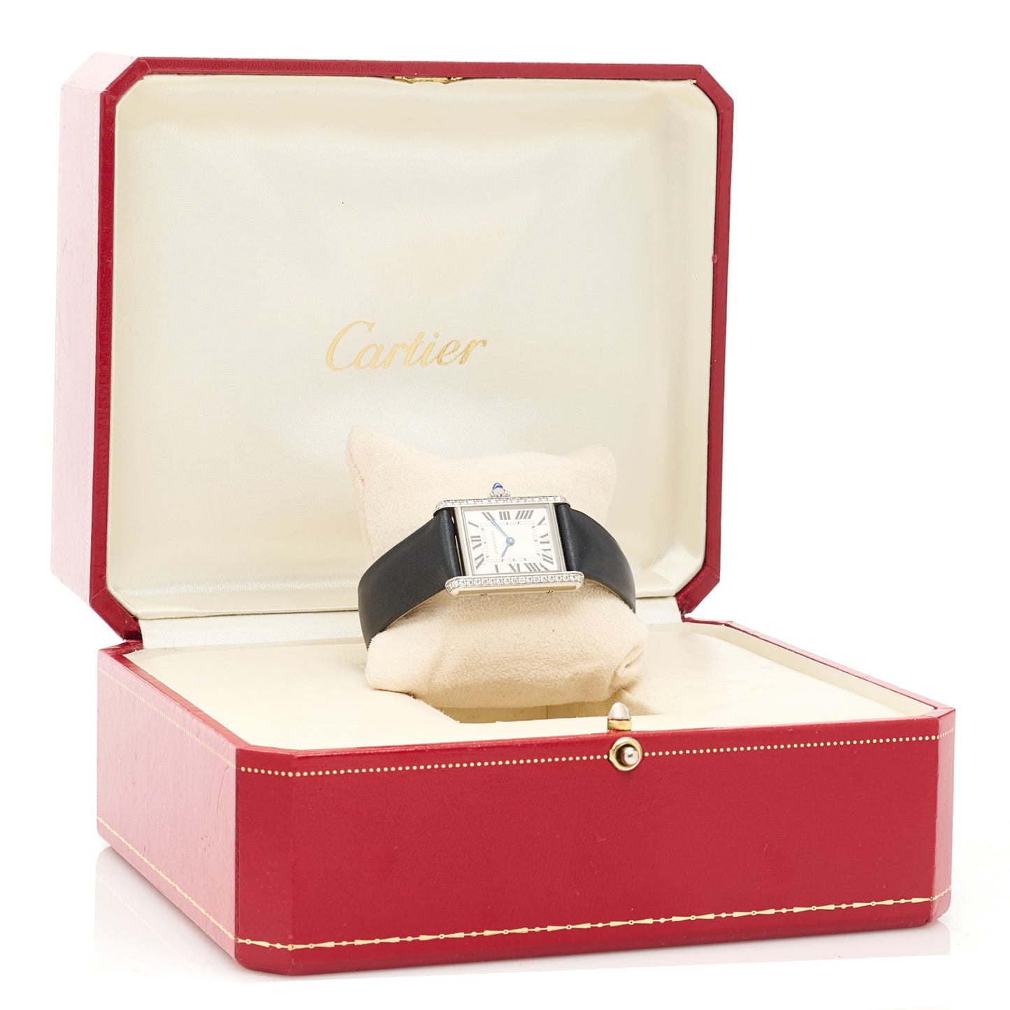 Stainless Steel Satin Diamond 22mm Must de Cartier Tank Quartz Watch