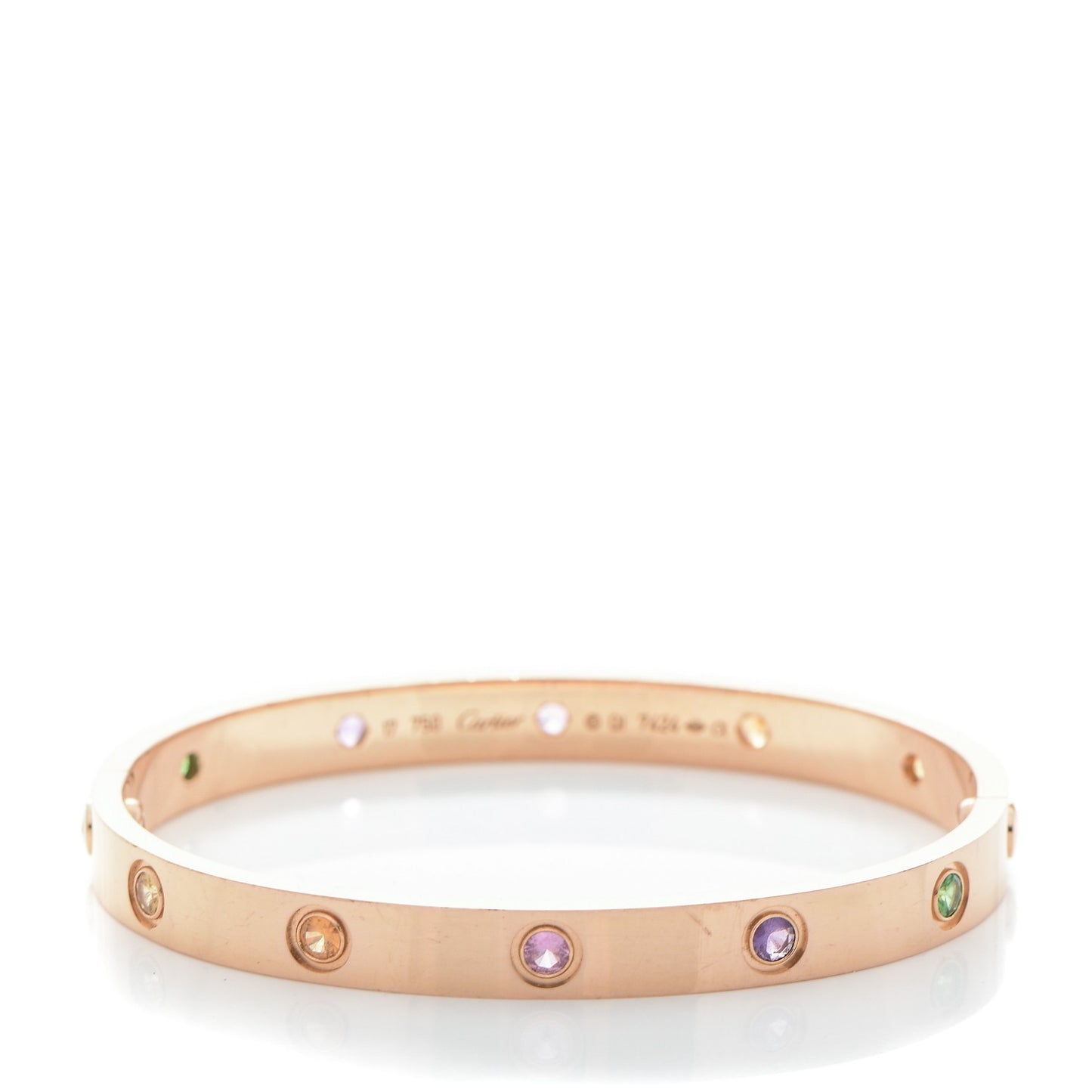 18K Pink Gold Sapphire Garnet Amethyst LOVE Bracelet 17