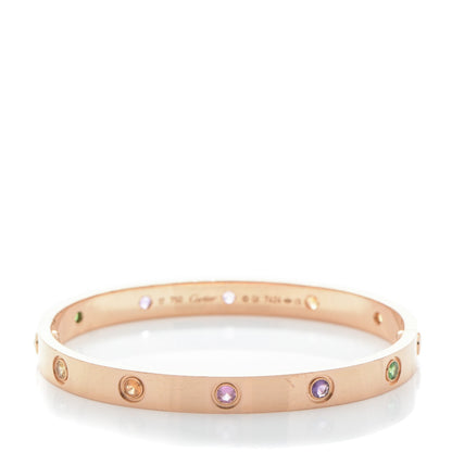 Cartier 18K Pink Gold Sapphire Garnet Amethyst LOVE Bracelet 17 1 of 5