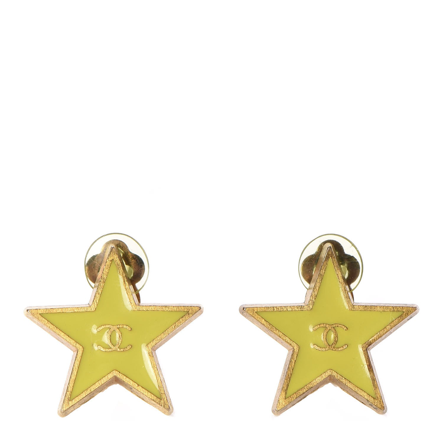 Chanel Enamel CC Star Clip On Earrings Gold Yellow 1 of 4