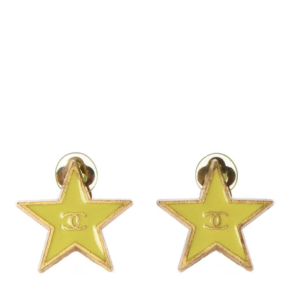 Chanel Enamel CC Star Clip On Earrings Gold Yellow 1 of 4