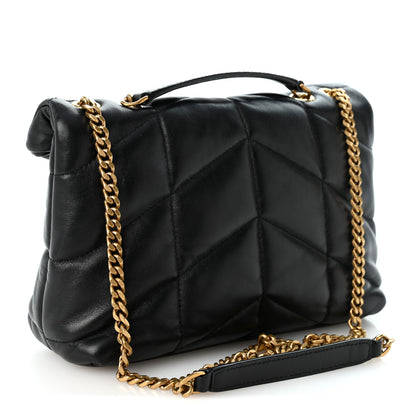 Saint Laurent Lambskin Quilted Toy Loulou Puffer Monogram Chain Satchel Black 2 of 9