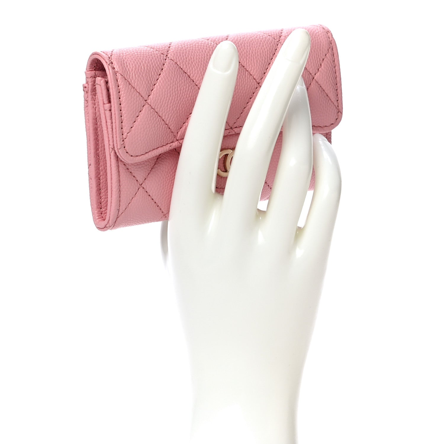 Chanel Caviar Quilted Flap Card Holder Wallet Light Pink 2 of 14