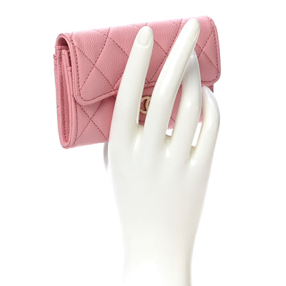 Chanel Caviar Quilted Flap Card Holder Wallet Light Pink 2 of 14