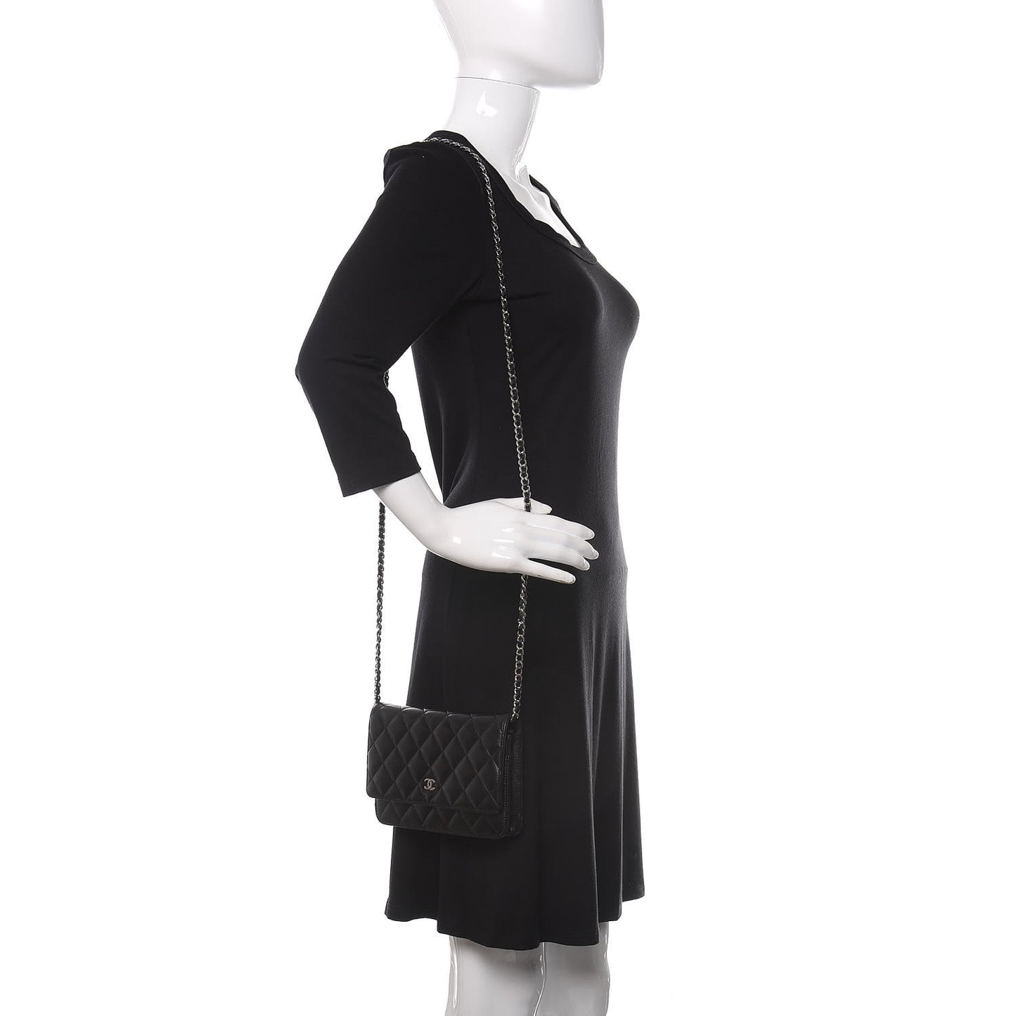 Lambskin Quilted Wallet On Chain WOC Black