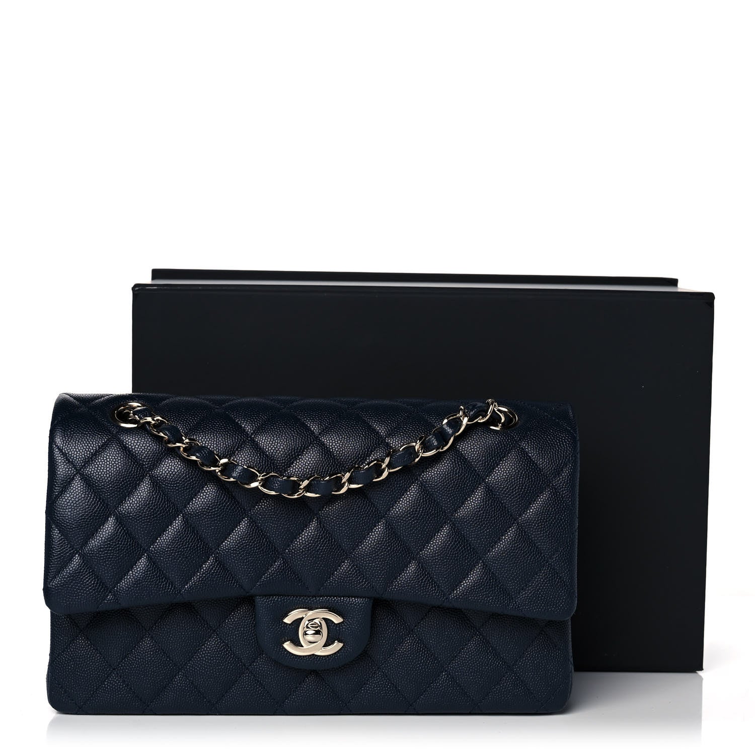 Chanel Caviar Quilted Medium Double Flap Navy 12 of 12