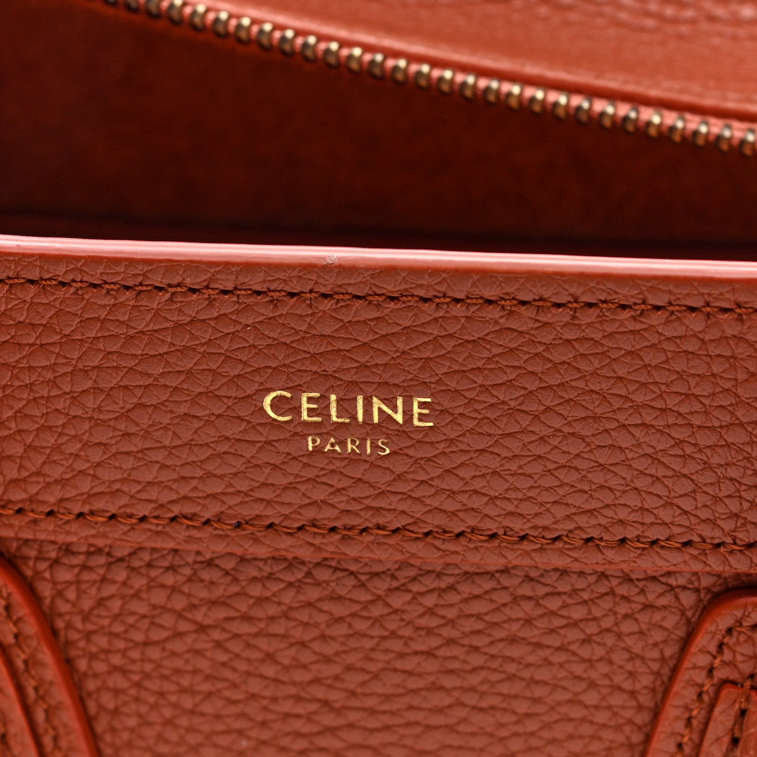 Celine Drummed Calfskin Nano Luggage Terracotta 6 of 10