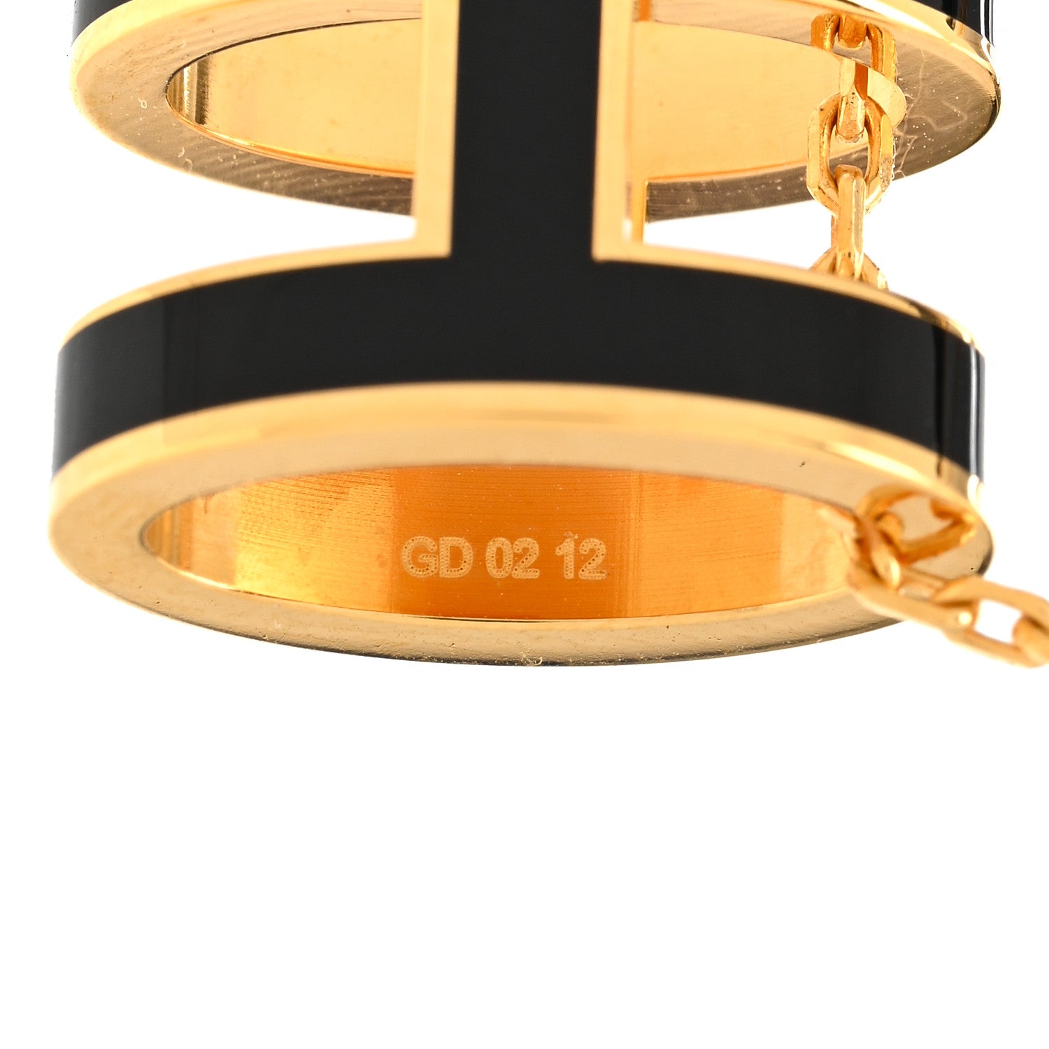 Hermes Lacquered Gold Pop H Pendant Necklace Black 6 of 6