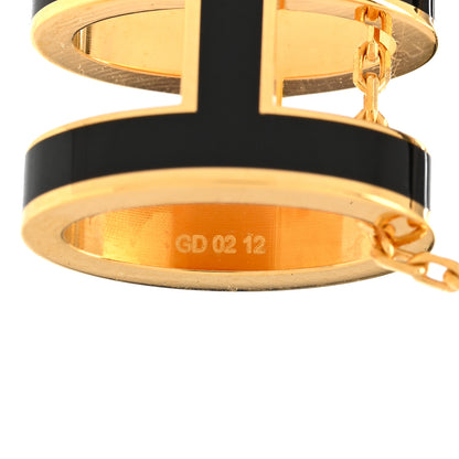 Hermes Lacquered Gold Pop H Pendant Necklace Black 6 of 6