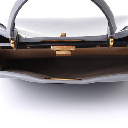 Fendi Vitello Seta Shiny Nappa Medium Peekaboo Iconic Satchel Ardesia Amido 5 of 15
