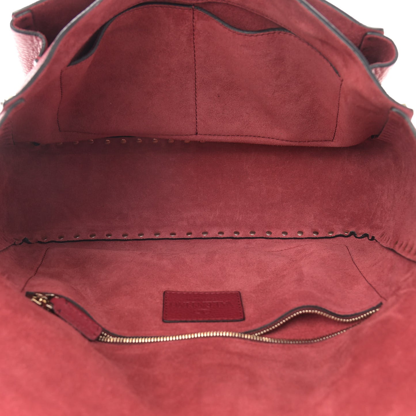 Pebbled Calfskin Rockstud Shoulder Bag Red