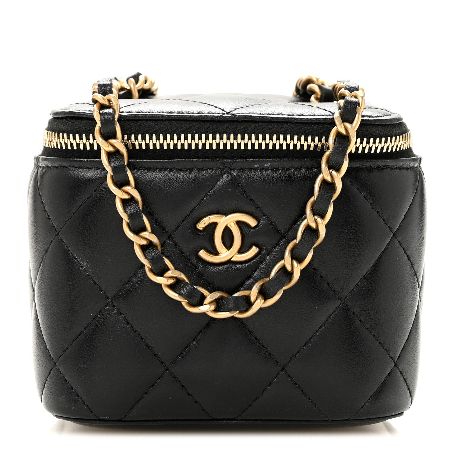 Chanel Lambskin Quilted Mini Pearl Crush Vanity Case With Chain Black 1 of 13