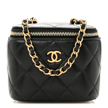 Chanel Lambskin Quilted Mini Pearl Crush Vanity Case With Chain Black 1 of 13