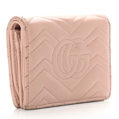 Gucci Calfskin Matelasse GG Marmont Card Case Wallet Perfect Pink 3 of 13