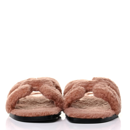 Hermes Woolskin Oran Sandals 38.5 Rose Aube 2 of 5