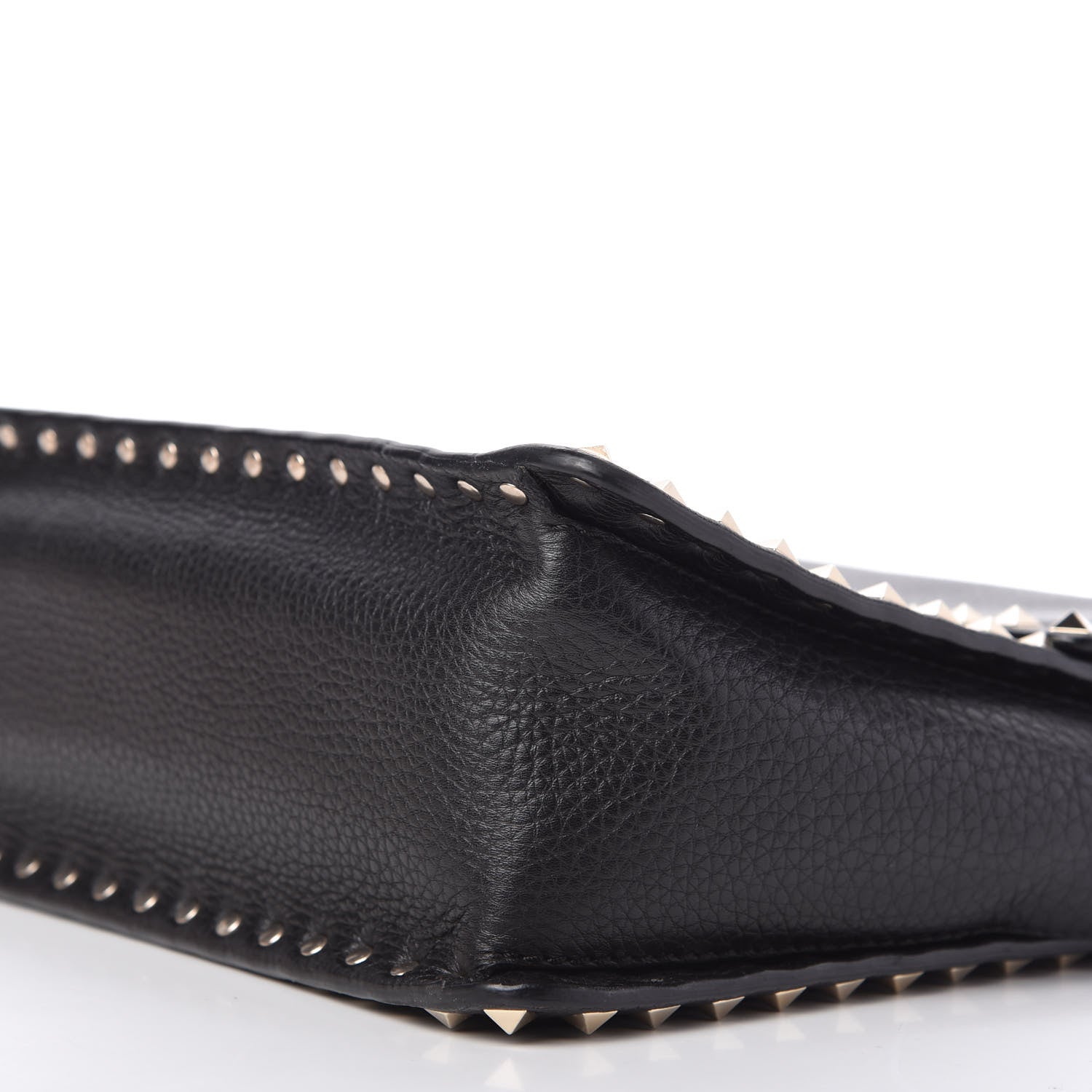 Valentino Garavani Grained Calfskin Rockstud Top Handle Flap Shoulder Bag Black 7 of 9