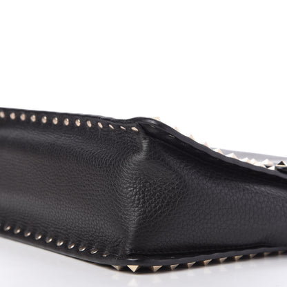 Valentino Garavani Grained Calfskin Rockstud Top Handle Flap Shoulder Bag Black 7 of 9