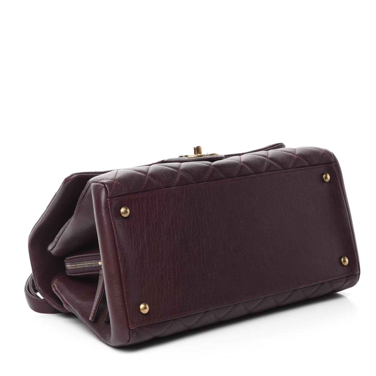 Shiny Sheepskin Quilted Large Trapezio Flap Dark Burgundy