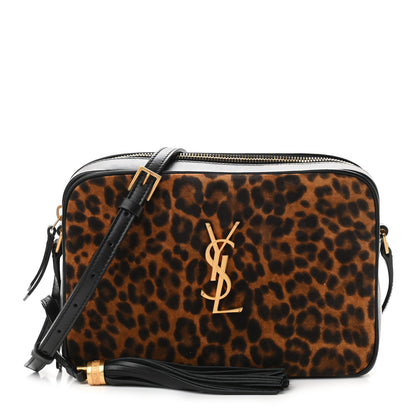 Saint Laurent Calfskin Leopard Print Monogram Lou Camera Bag Black 1 of 8
