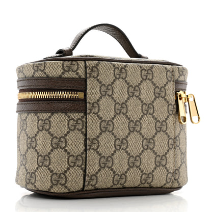 Gucci GG Supreme Monogram Textured Calfskin Web Ophidia Vanity Cosmetic Case Beige Ebony New Acero 3 of 9
