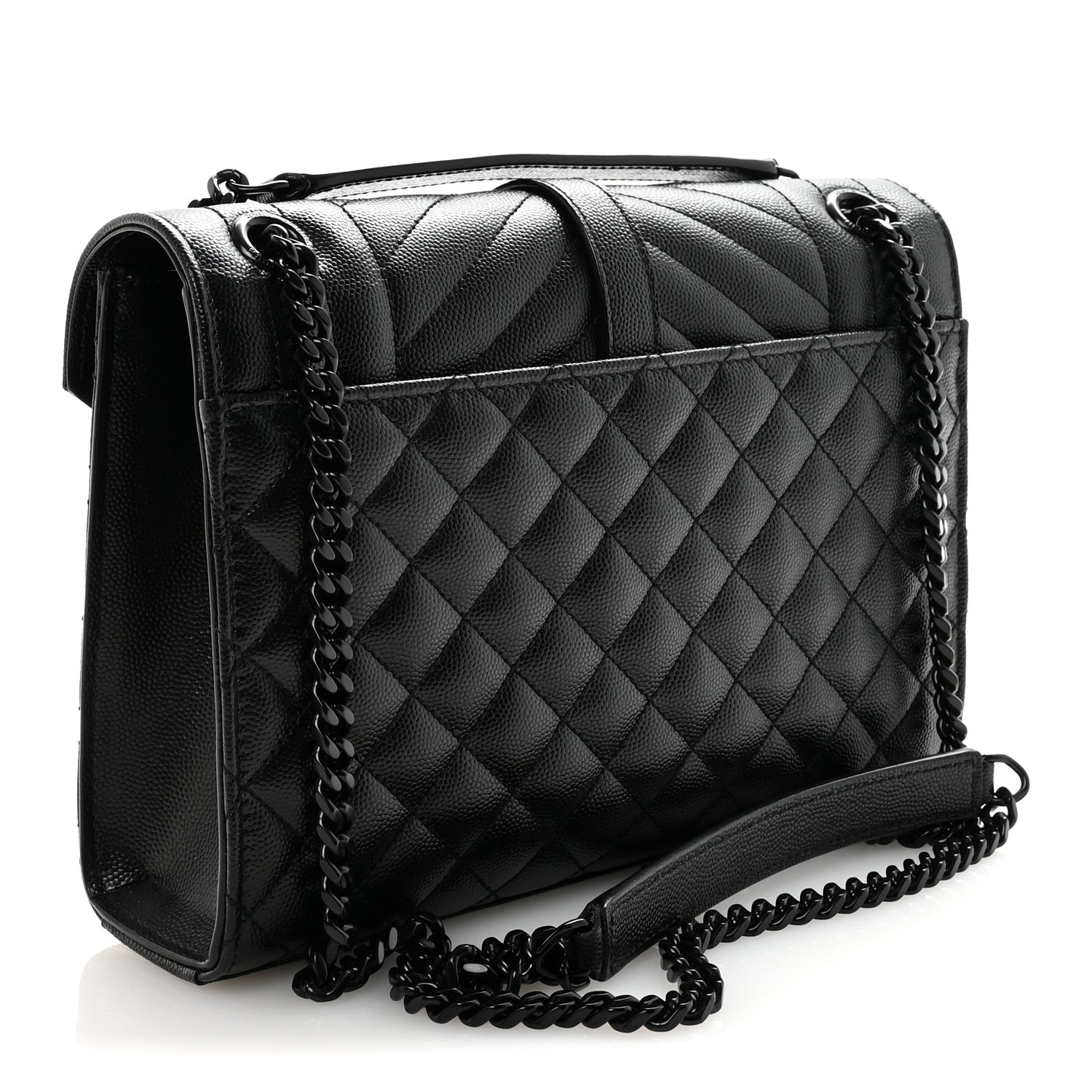 Saint Laurent Grain De Poudre Textured Mixed Matelasse Triquilt Medium Monogram Monochrome Satchel Black 3 of 10