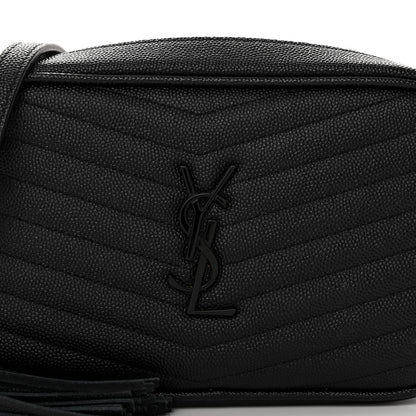 Saint Laurent Grain De Poudre Matelasse Monochrome Monogram Mini Lou Camera Bag Black 7 of 9