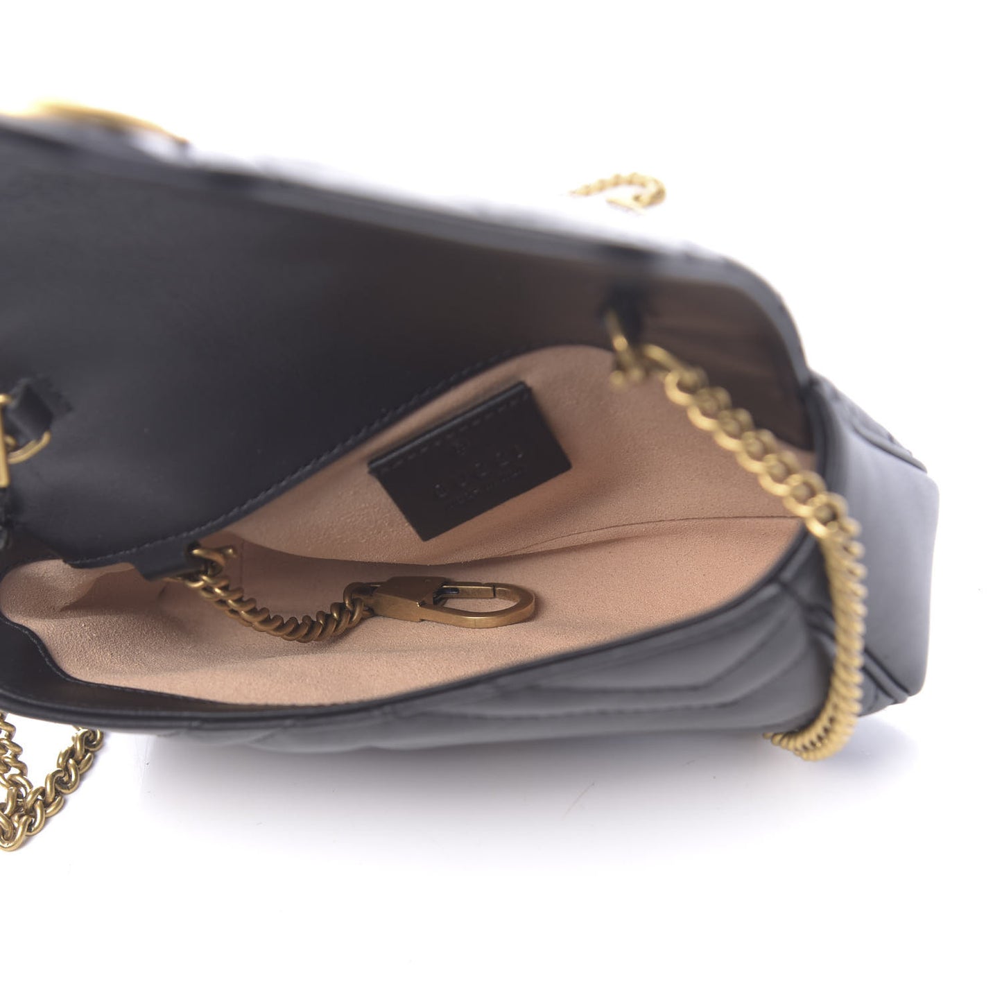 Calfskin Matelasse Super Mini GG Marmont Shoulder Bag Black