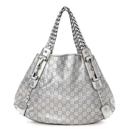 Gucci Metallic Guccissima Medium Pelham Shoulder Bag Silver 1 of 15