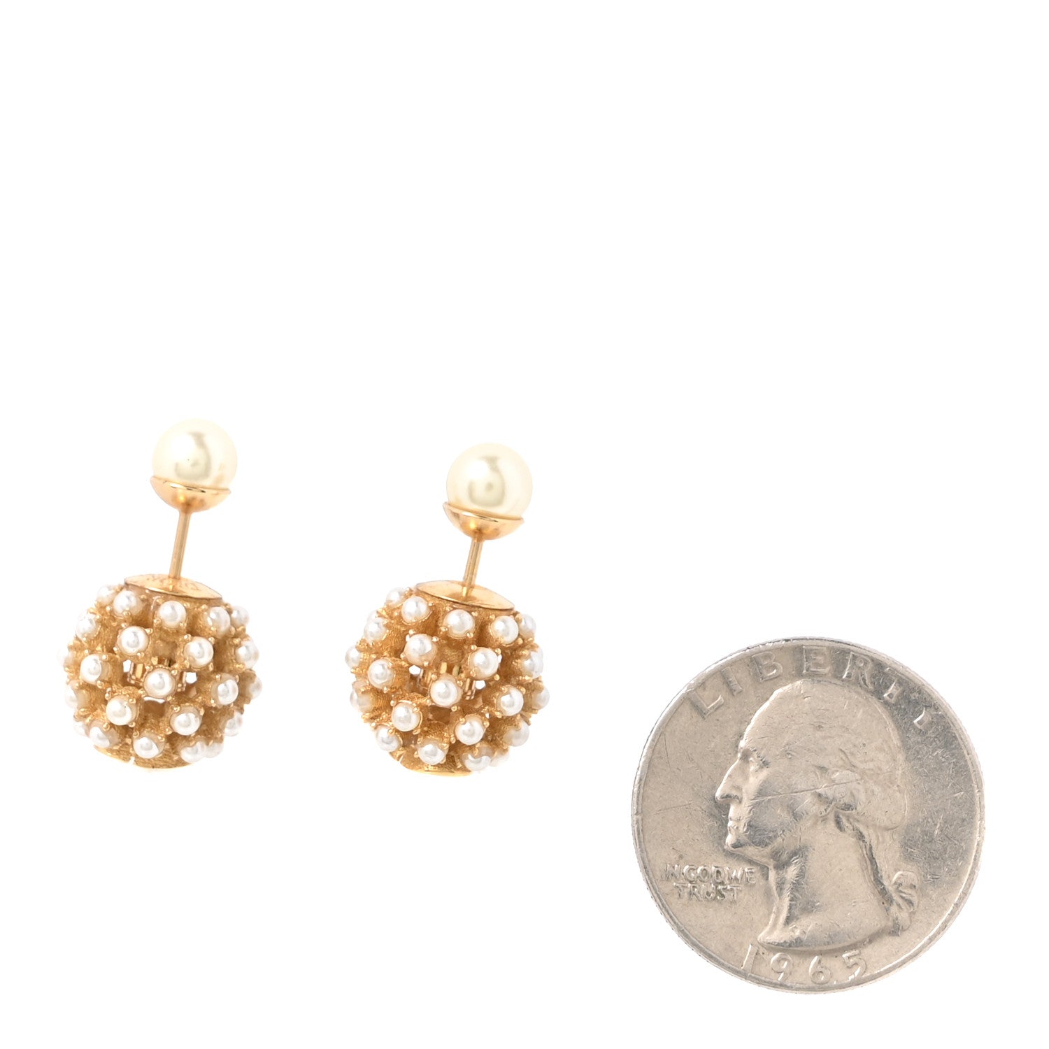 Christian Dior Pearl Crystal Tribal CD Earrings Gold 2 of 6