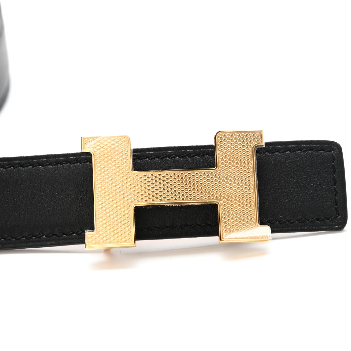 Swift Epsom 24mm Mini Constance Guilloche H Belt 90 Black Gold