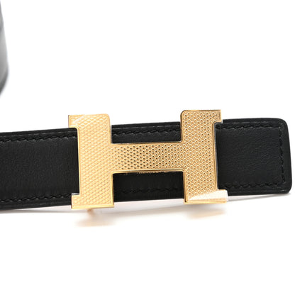 Hermes Swift Epsom 24mm Mini Constance Guilloche H Belt 90 Black Gold 6 of 6