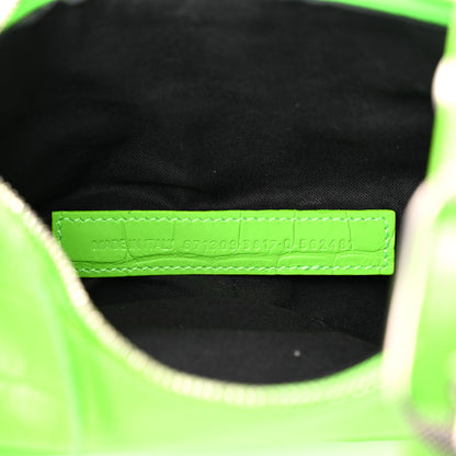 Balenciaga Extra Supple Calfskin Crocodile Embossed Le Cagole Shoulder Bag XS Acid Green 6 of 9