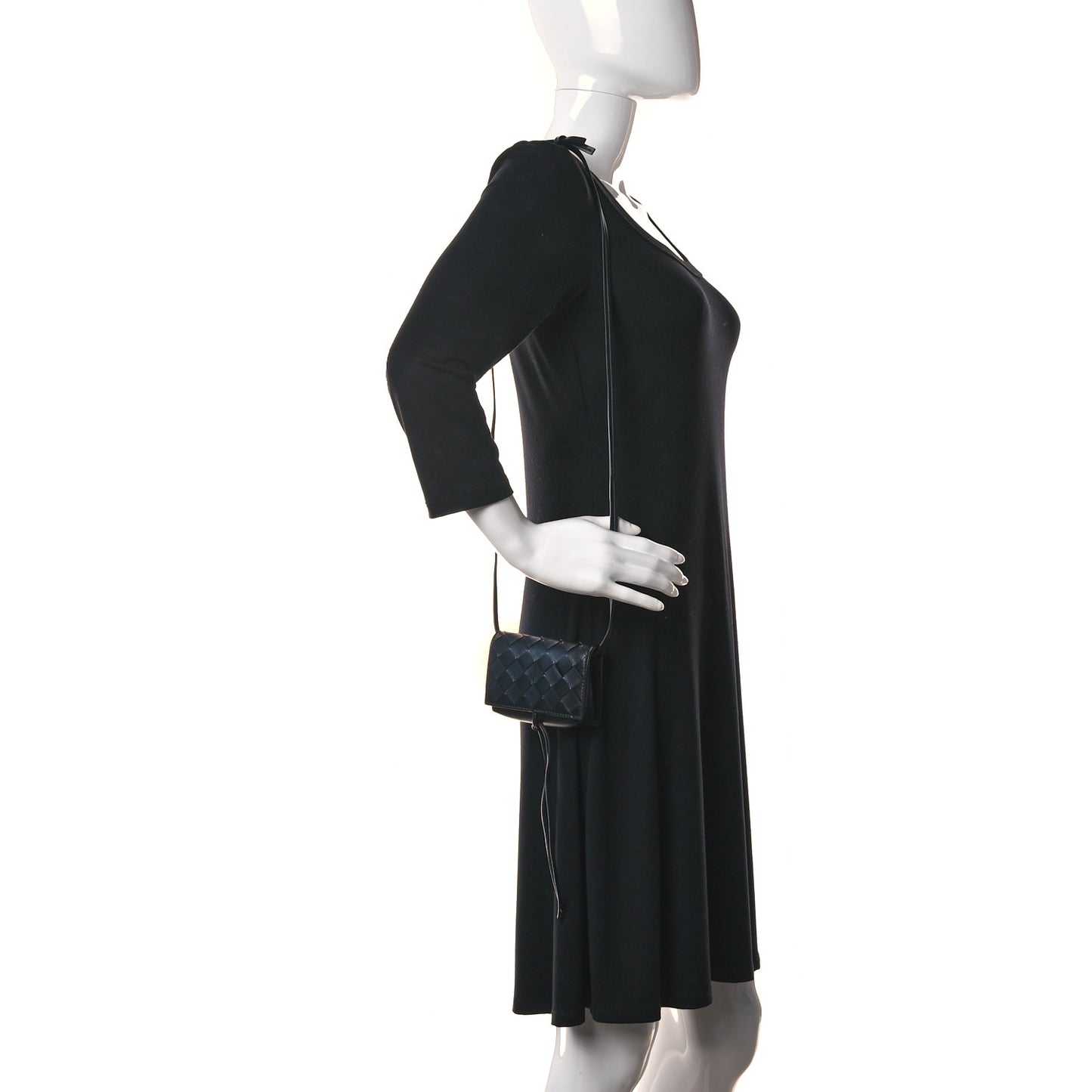 Nappa Intrecciato Crossbody Coin Pouch Black
