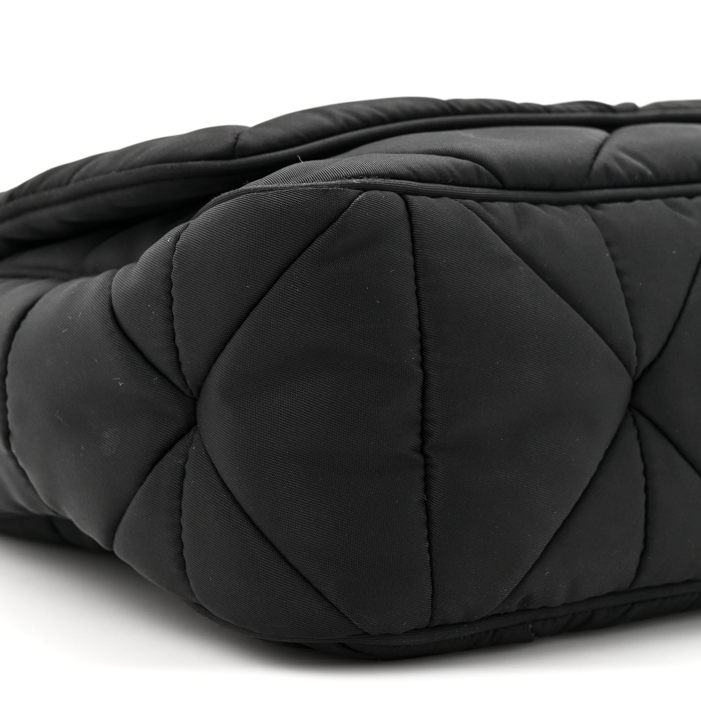 Re-Nylon Quilted Padded Flap Shoulder Bag Black