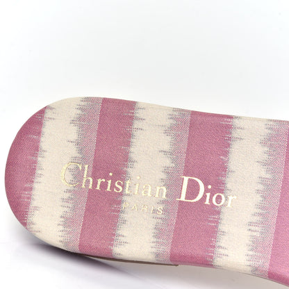 Christian Dior Cotton D-Stripes Embroidered Dway Mules Slide Sandals 37 Deep Nude 9 of 10