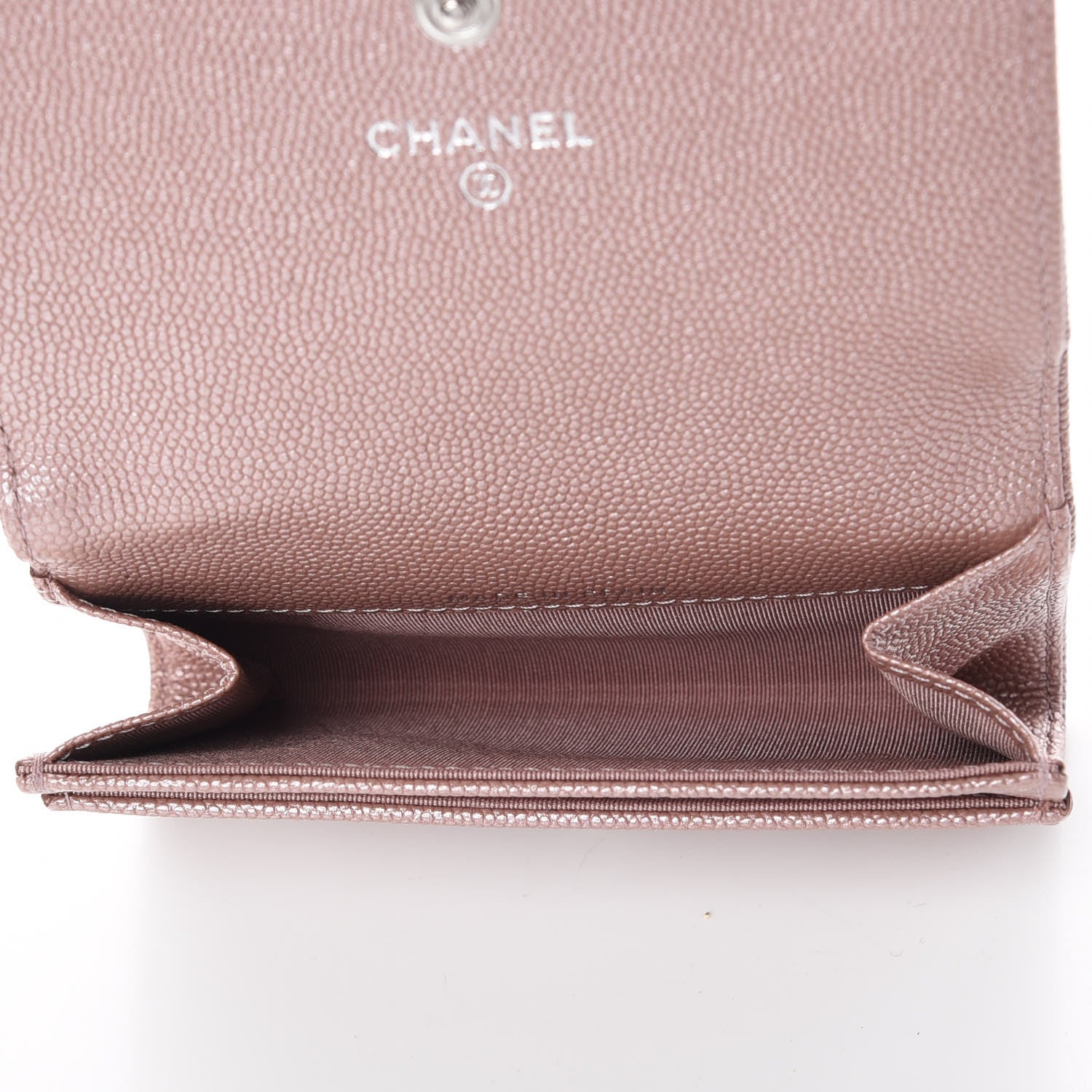 Chanel Metallic Caviar Chevron Quilted Vintage Mademoiselle Card Holder Pink 5 of 9