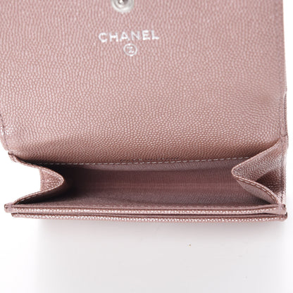 Chanel Metallic Caviar Chevron Quilted Vintage Mademoiselle Card Holder Pink 5 of 9