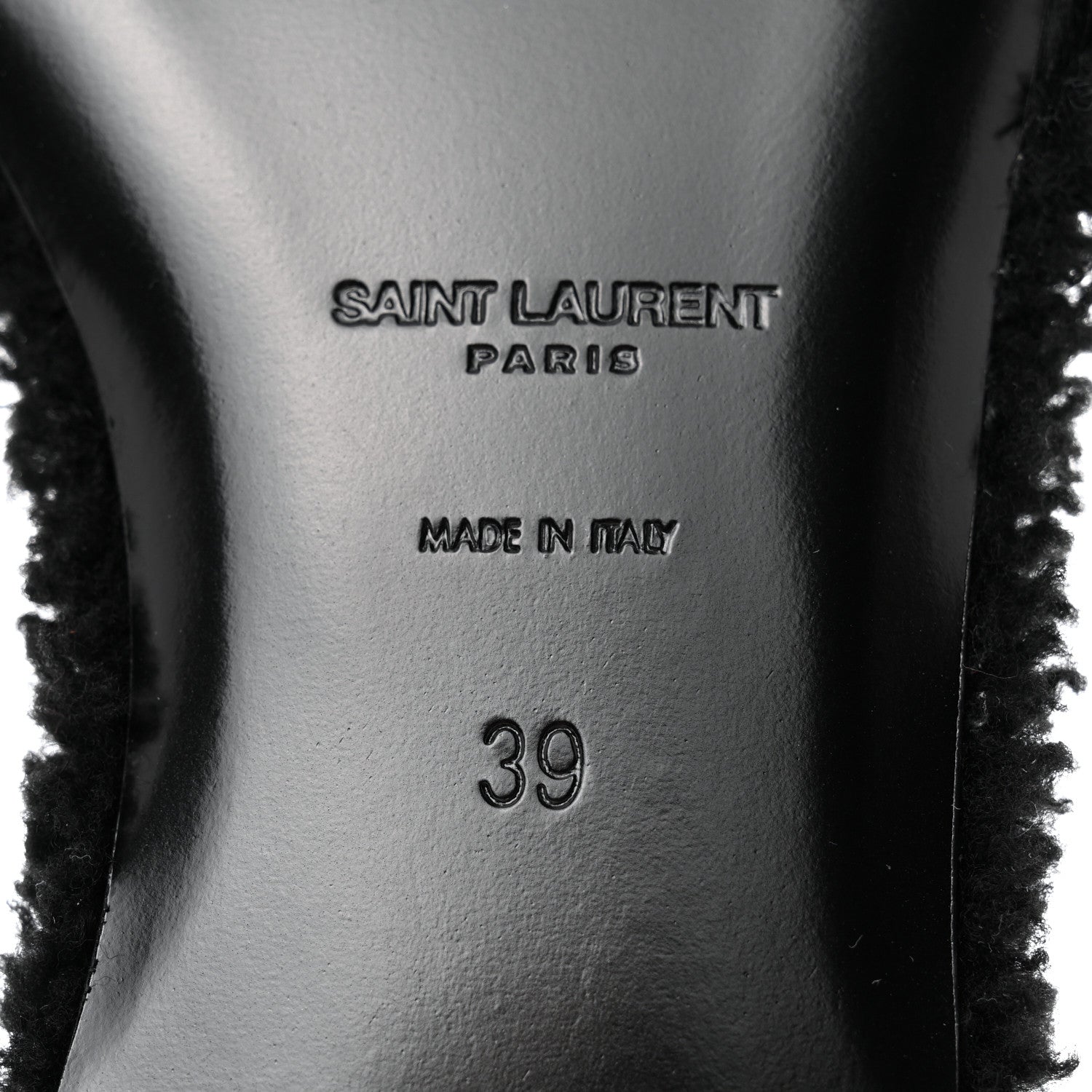 Saint Laurent Shearling Tribute Flat Mules 39 Black 8 of 9