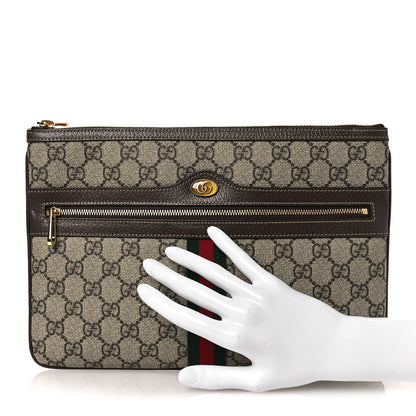 Gucci GG Supreme Monogram Large Ophidia Pouch Clutch Brown 2 of 8