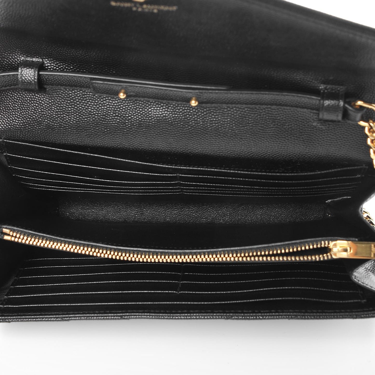Grain De Poudre Matelasse Chevron Monogram Chain Wallet Black