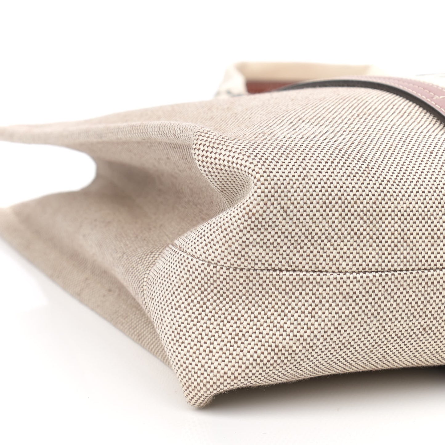Cotton Calfskin Large Woody Ribbon Tote White Brown